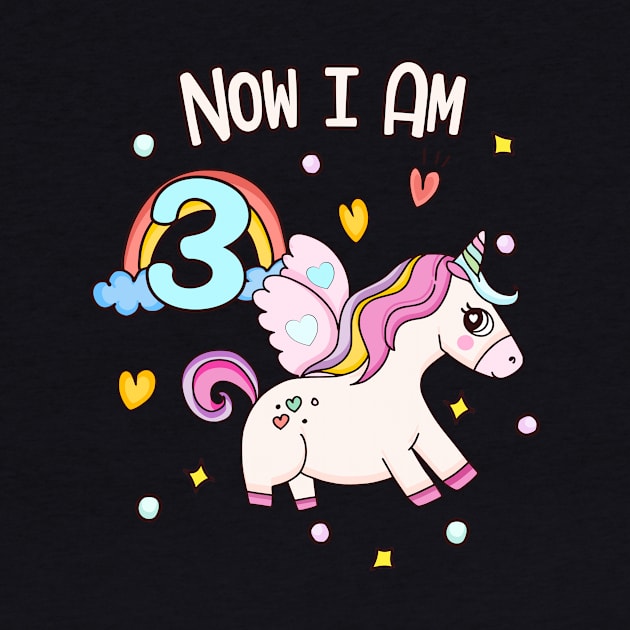 Cute 3rd Birthday Unicorn for Girls Bday by Foxxy Merch